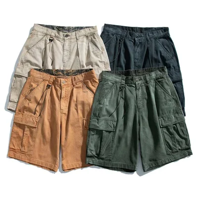 Reine Baumwolle Sommer Herren Cargo Shorts Jungen Casual Tasche Streetwear Plus Größe Männliche Lange Bermuda Shorts