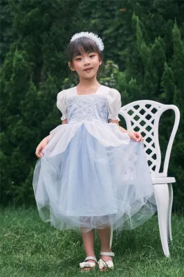 Modisches blaues Kinder-Hochzeits-Prinzessin-Kleid für Kinder